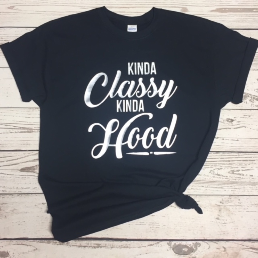  Black & Silver "Kinda Classy Kinda Hood" Tee - Picture 2 of 4